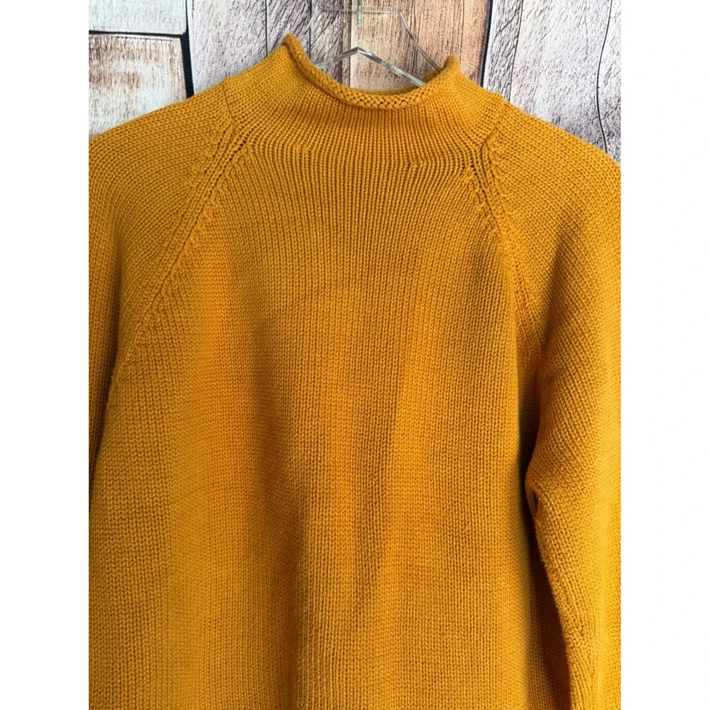 J.Crew 1988 Rollneck Cotton Sweater Retro Throwback Mustard Yellow Mens Medium